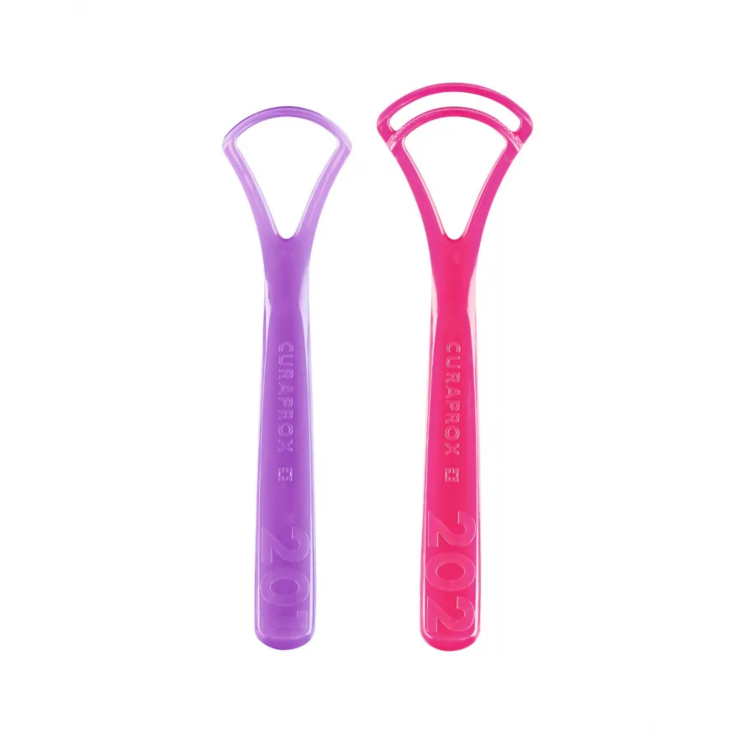 Curaprox CTC 203 twin pack tongue cleaners single and double bladed for complete tongue cleaning and halitosis control