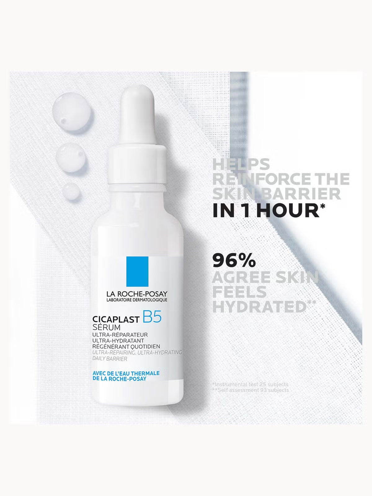 La Roche-Posay Cicaplast B5 Serum with Vitreoscilla Ferment and Sodium Hyaluronate restoring the skin barrier and improving skin texture