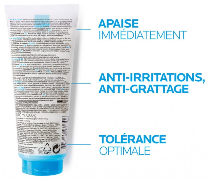 La Roche-Posay Lipikar Syndet AP+ with Vitreoscilla Ferment to restore microbiome balance and soothe sensitive itchy skin