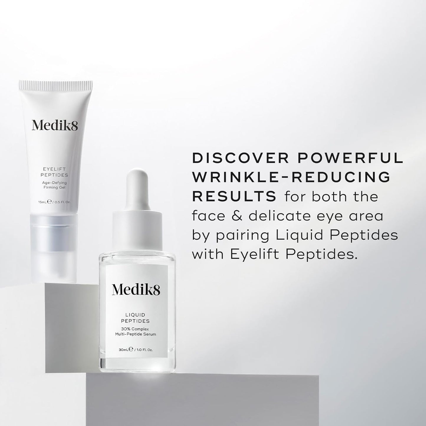 Medik8 Liquid Peptides Serum 30ml fragrance free vegan anti-ageing serum with drone delivery technology for all skin types