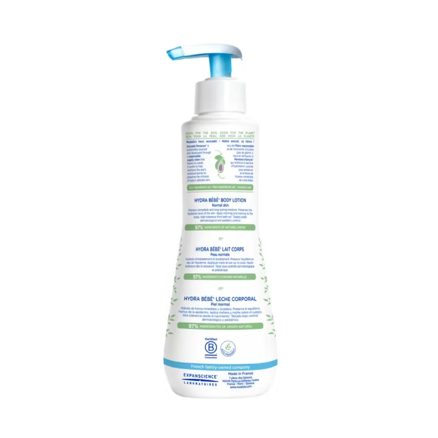 Mustela Hydra Bebe Body Lotion 300ml eco-friendly recyclable bottle daily baby moisturiser with Sunflower Oil and Beeswax