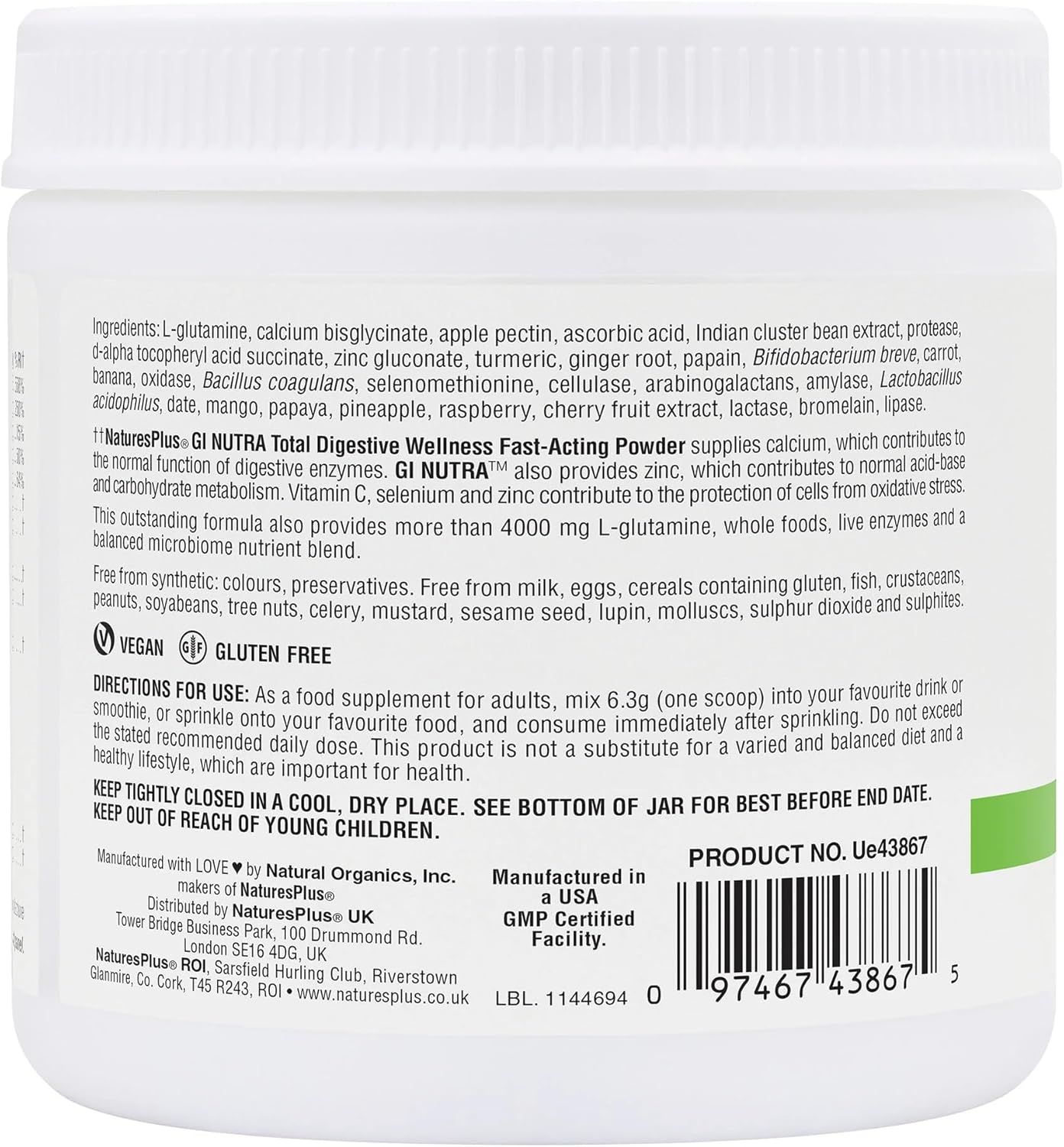 Nature's Plus GI Nutra digestive wellness powder for those seeking daily gut comfort, helping to promote efficient digestion and nutrient absorption