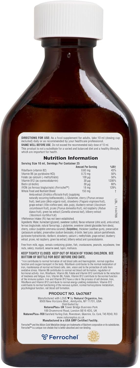 Nature's Plus Hema Plex liquid iron for those seeking a gentle non-constipating iron supplement to support energy levels and normal iron metabolism