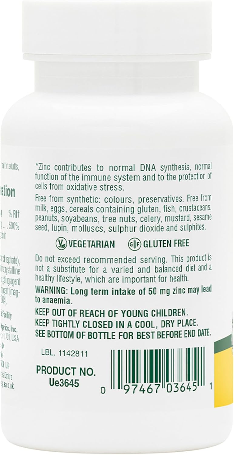 Nature's Plus Zinc Bisglycinate 50mg for men and women supporting fertility cognitive function and protection from oxidative stress