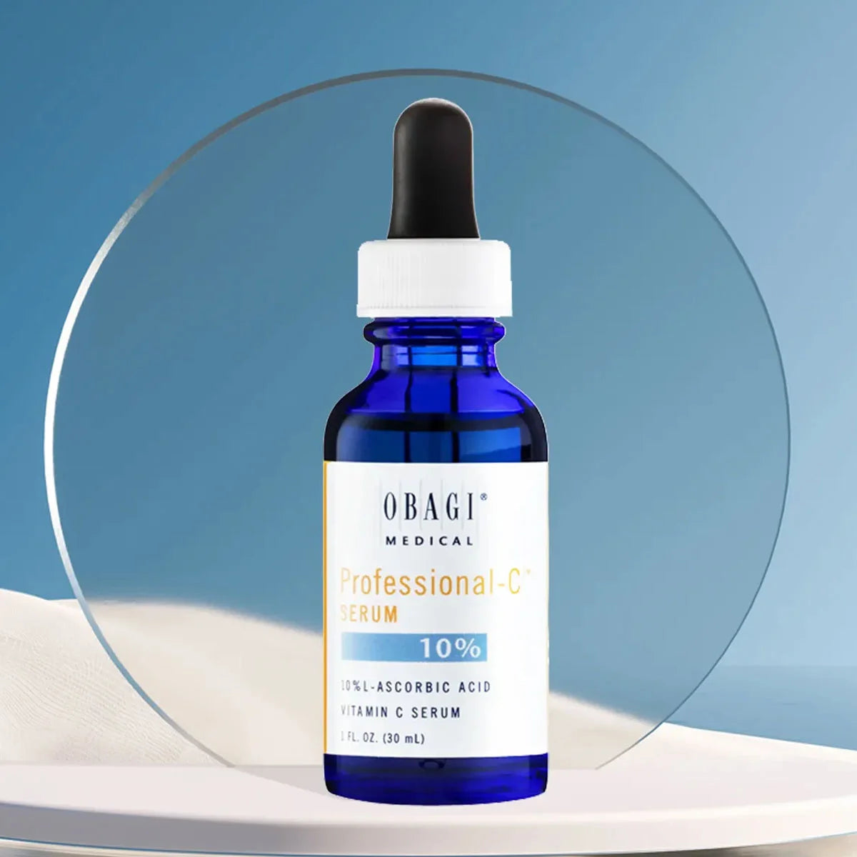 Obagi Professional-C 10% Serum with 10% L-Ascorbic Acid to help neutralise free radicals and support skin renewal for a more even complexion