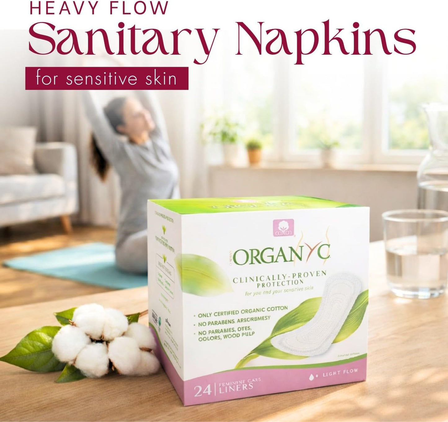 Organyc Organic Folded Panty Liners for light flow days, pH balanced and clinically proven for all-day comfort and protection