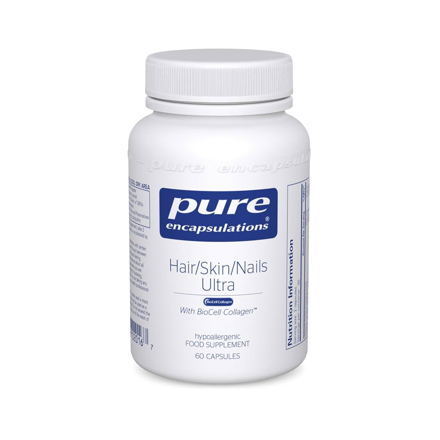 Pure Encapsulations Hair Skin Nails Ultra with Biocell Collagen 60 Capsules