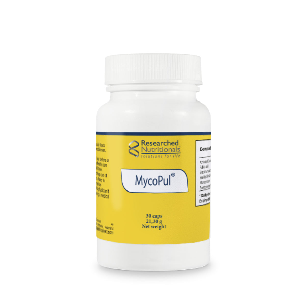 Researched Nutritionals MycoPul 30 capsules combine a 600mg MycoPlex blend in each capsule for those who prefer a compact supplement format.