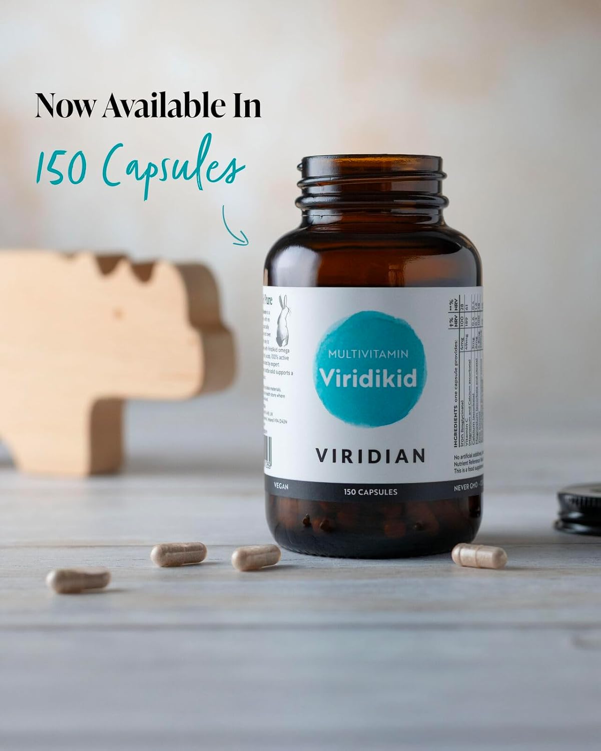 Viridian Viridikid capsules for children aged 2 to 14 easy daily supplement supporting immunity growth energy and overall wellbeing without additives