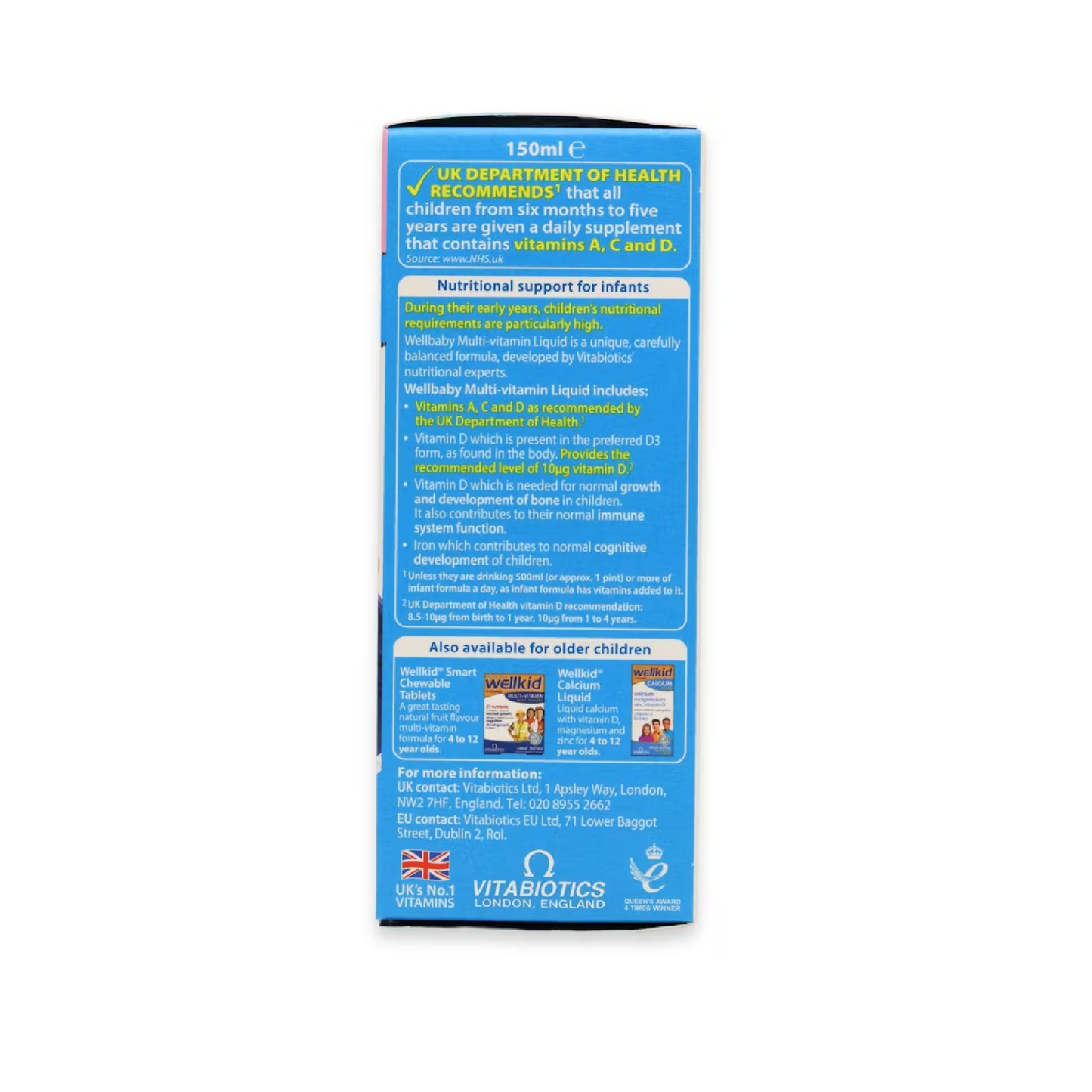 Vitabiotics Wellbaby Multi Vitamin Liquid for babies from 6 months ideal for daily nutrition helping support healthy growth immunity and development during early years