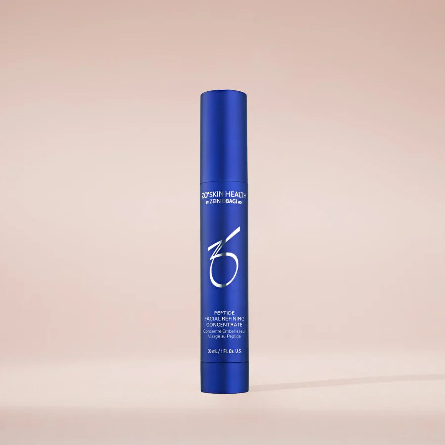 ZO Skin Health Peptide Facial Refining Concentrate with Acetyl Octapeptide-3 and Acetyl Hexapeptide-8 to help soften expression lines and support skin elasticity