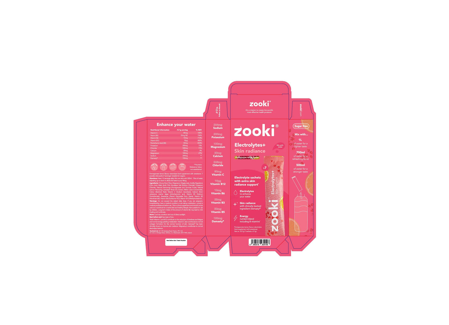 Zooki Hydration+ Skin Radiance, Pomegranate Flavour - 30 Sachets