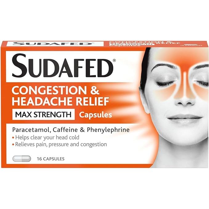 Sudafed Max strength Congestion & Headache 16 capsules