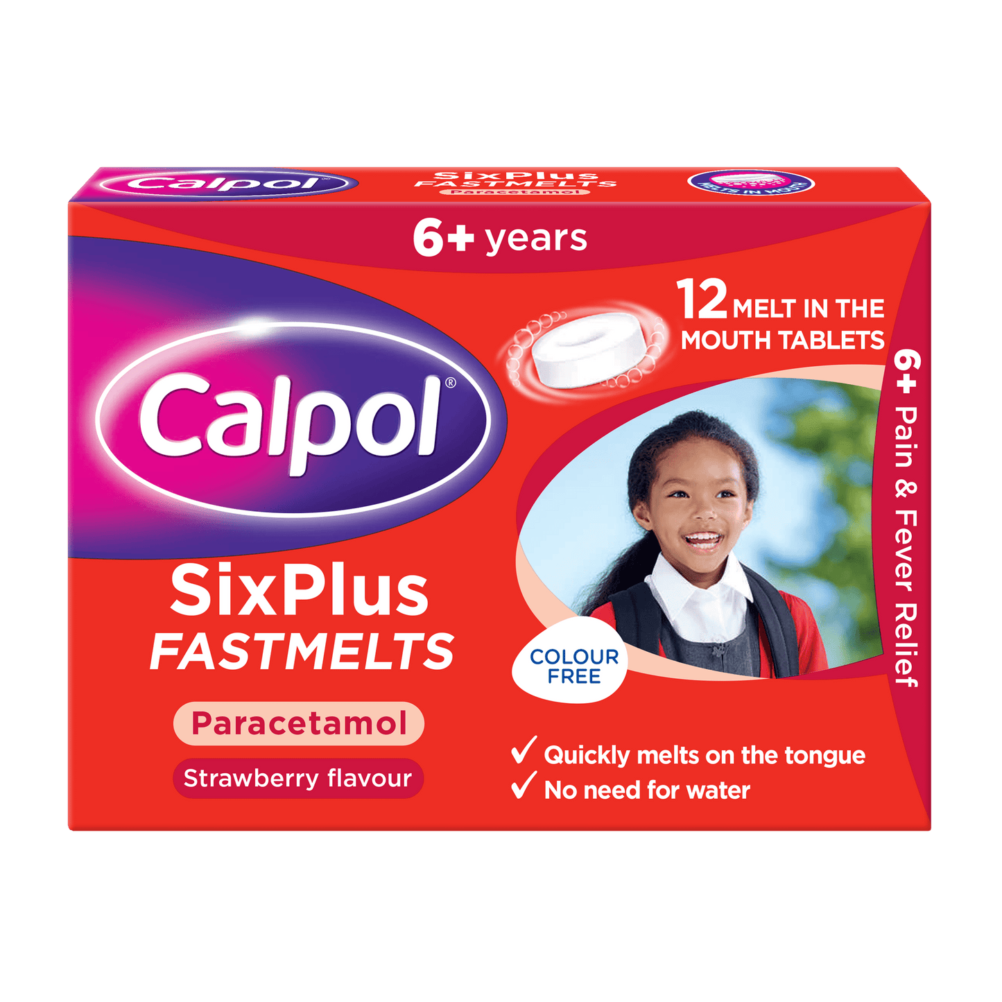 Calpol 6+ Fastmelts Strawberry, 12 Tablets (Melt In)