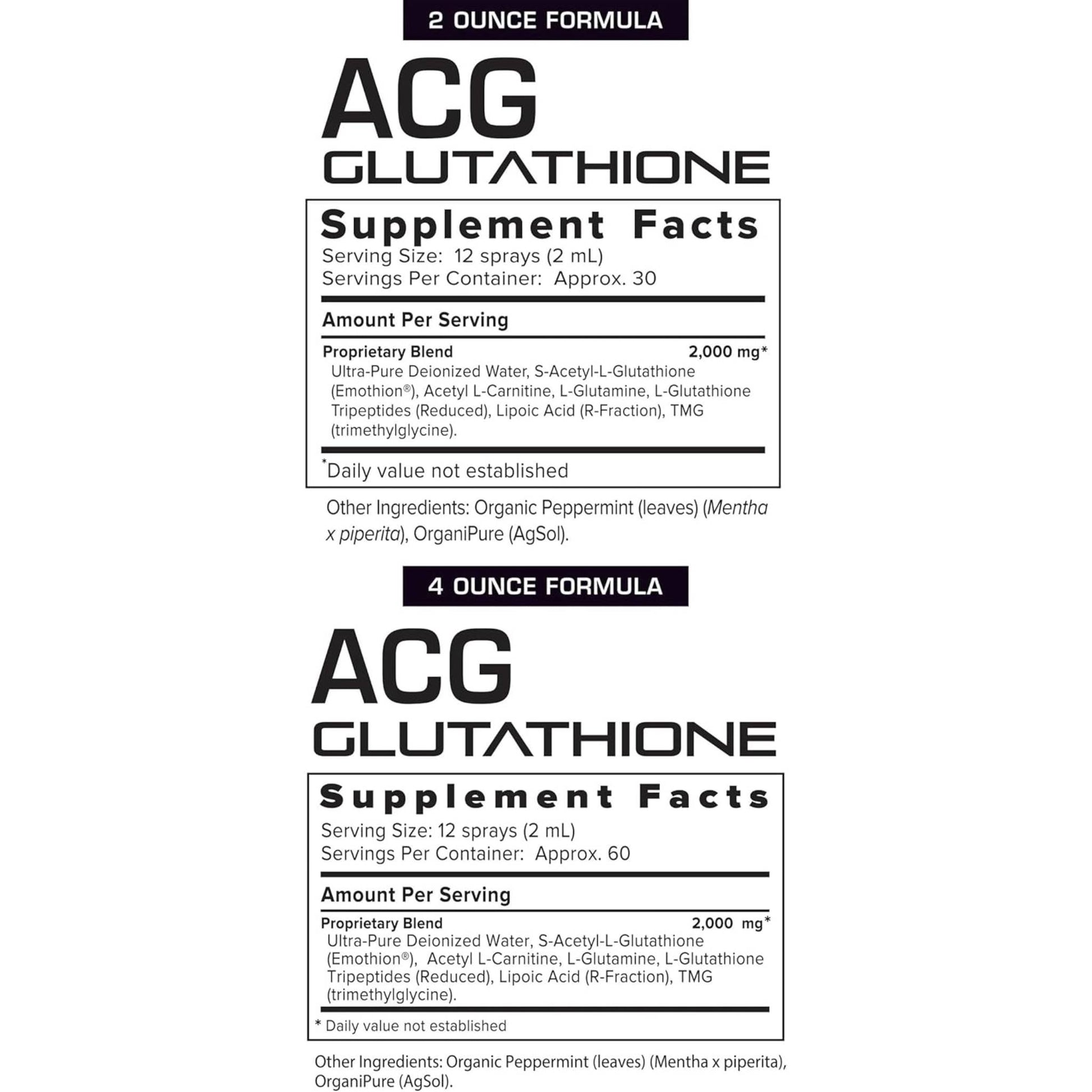 ACG Glutathione Extra Strength with reduced glutathione and co-factors for rapid oral absorption and antioxidant support
