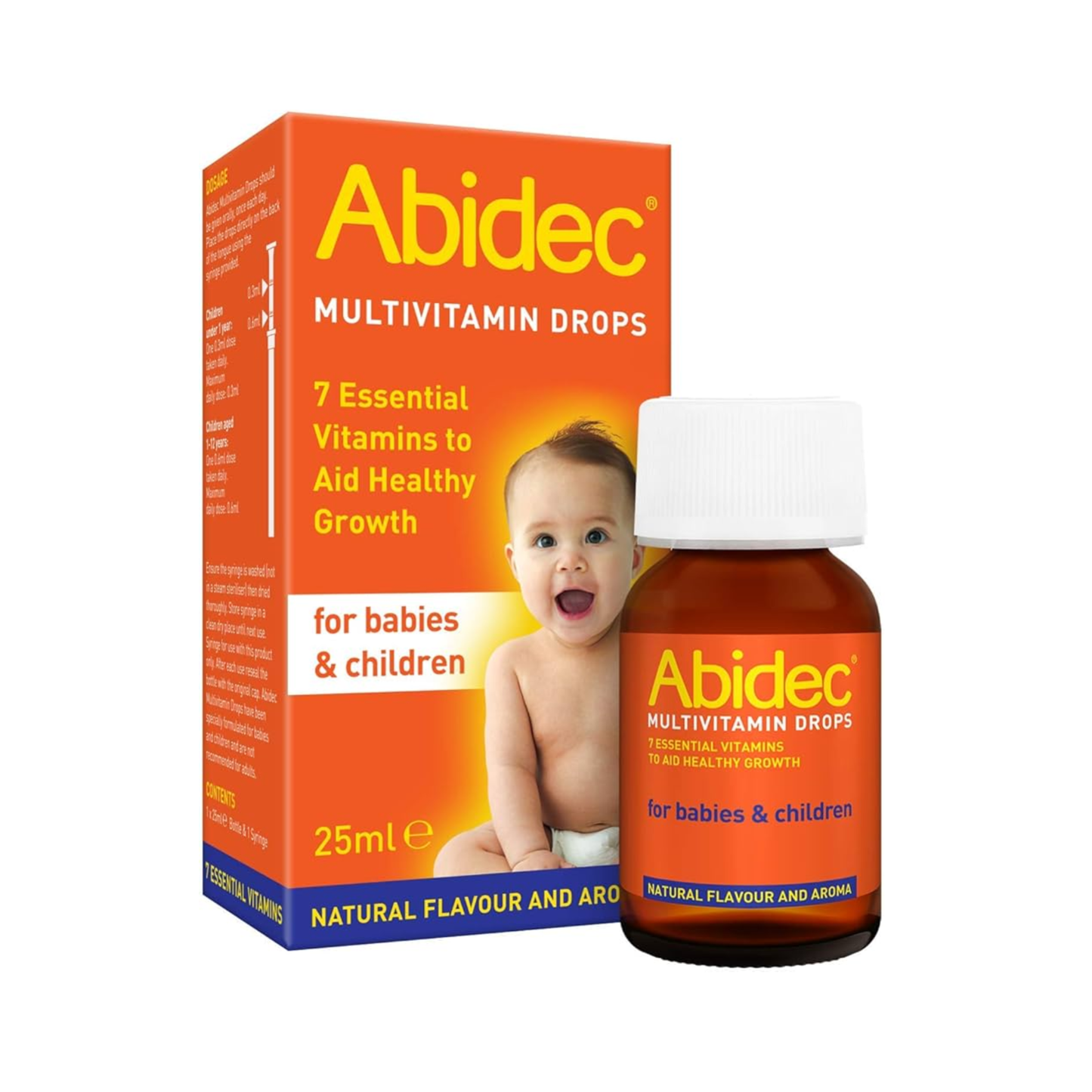 Abidec Multivitamin Drops 25ml bottle for babies, daily vitamin D supplement to support immune system and healthy bone development from birth