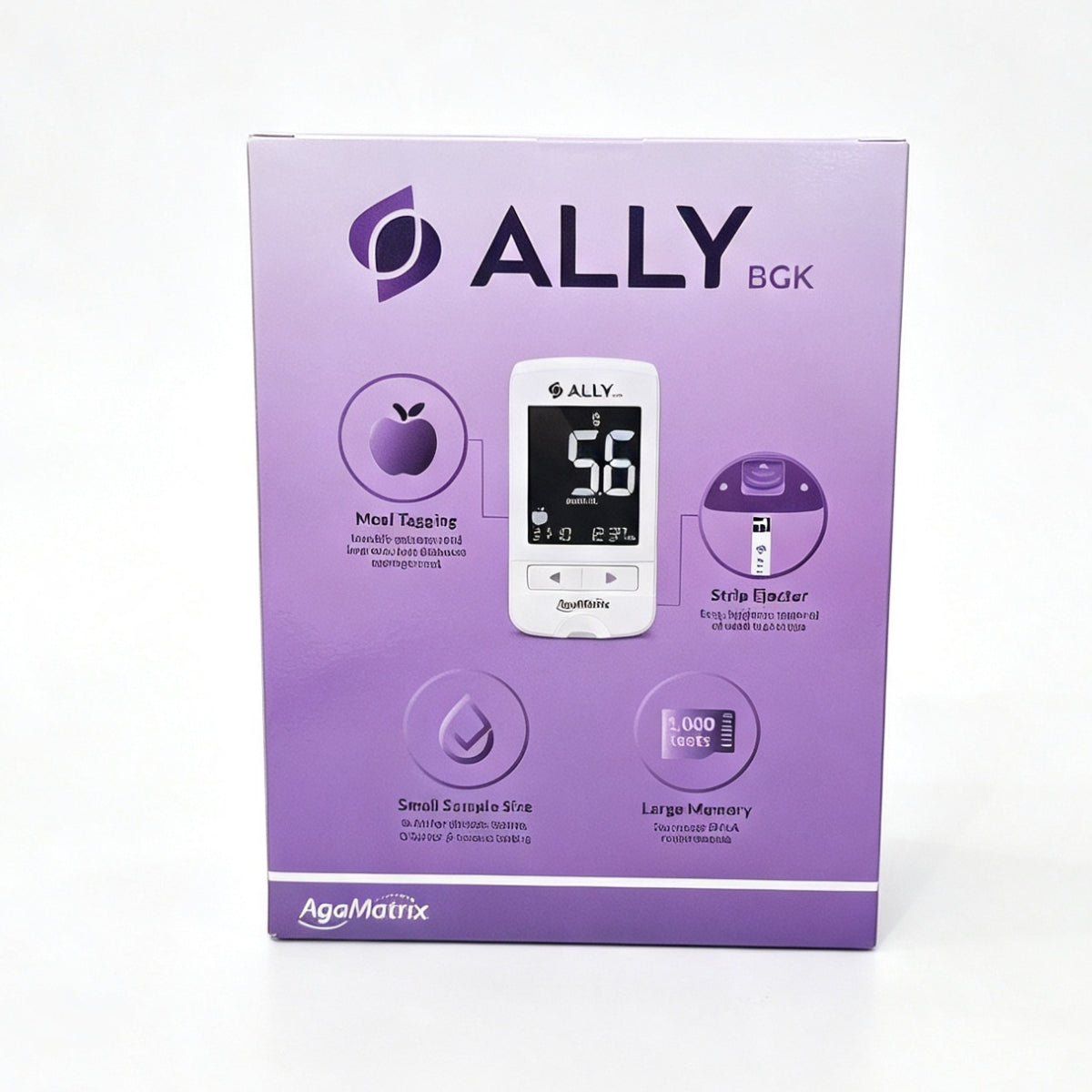AgaMatrix Ally BGK monitoring kit including lancing device lancets test strips carrying case and owner's guide