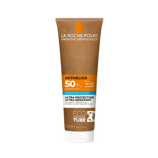 La Roche-Posay Anthelios Hydrating Lotion Ultra Resistant SPF50+ 250ml water-resistant sun lotion in eco-responsible paper tube