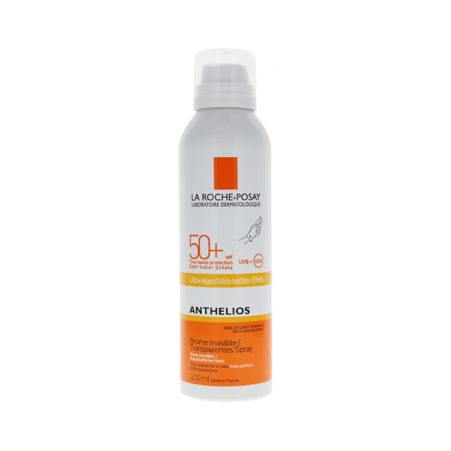 La Roche-Posay Anthelios Invisible Mist Ultra-Light SPF50+ 200ml water-resistant sun spray for sensitive skin on face and body