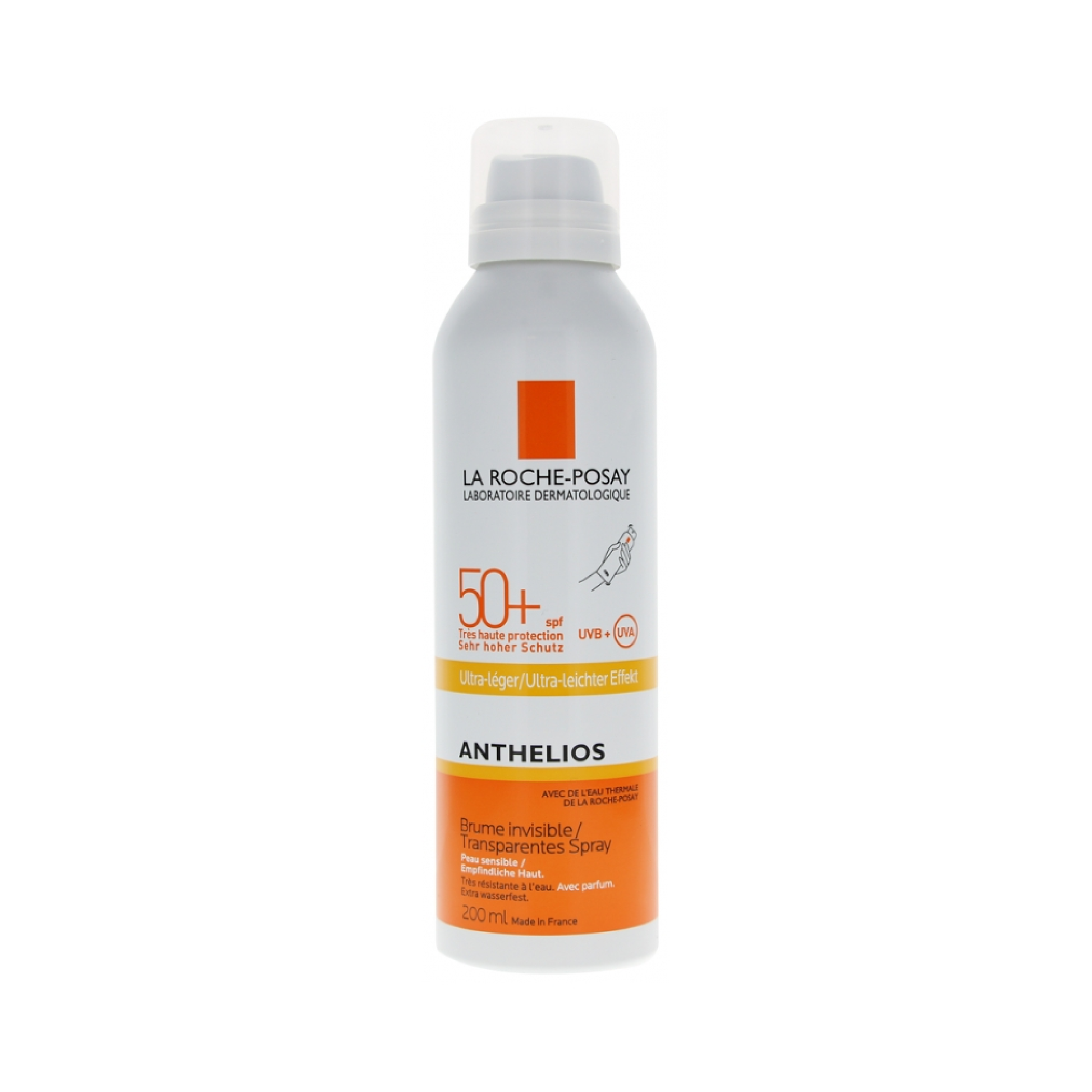 La Roche-Posay Anthelios Invisible Mist Ultra-Light SPF50+ 200ml water-resistant sun spray for sensitive skin on face and body