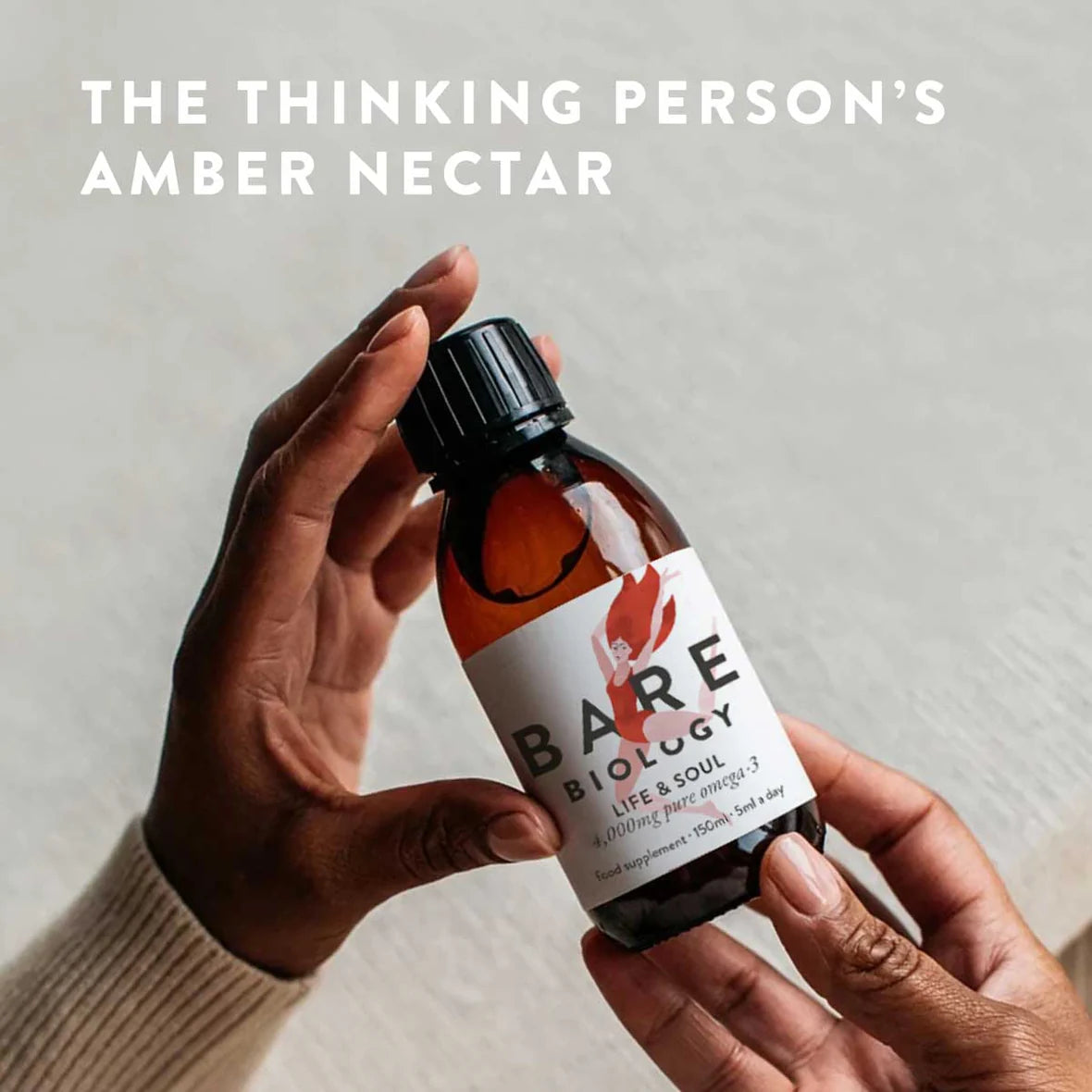 Bare Biology Life And Soul Omega 3 Liquid for adults and pregnancy, taken daily to support brain clarity, heart strength and long term wellbeing
