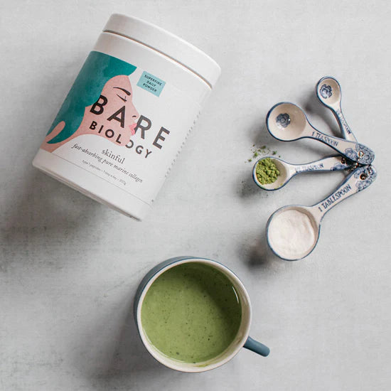 Bare Biology Pure Marine Collagen Powder 300g from wild North Atlantic cod, Type 1 collagen peptides, third-party tested, 60 servings per pot