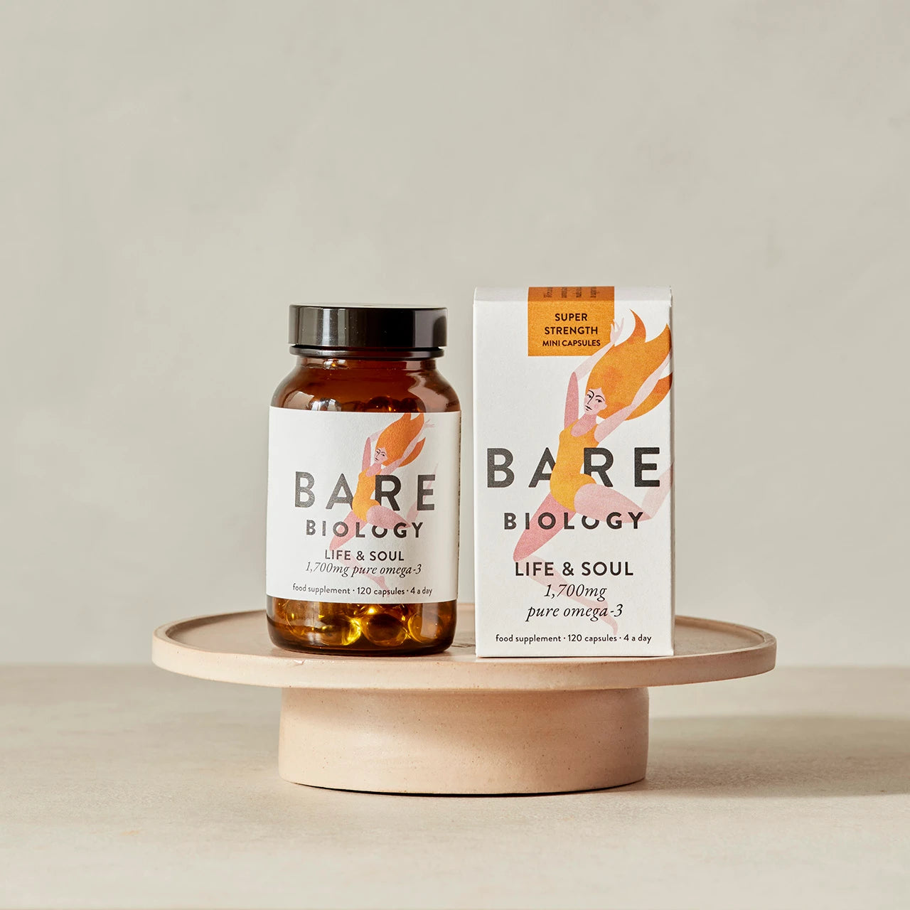 Bare Biology Life & Soul omega 3 daily capsules for adults and teens supporting focus heart health and overall wellbeing at every life stage
