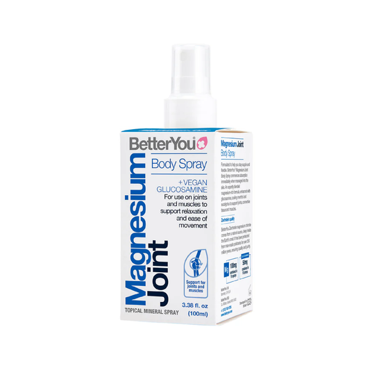 BetterYou Magnesium Oil Joint Spray 100ml with glucosamine menthol and eucalyptus oil for topical magnesium application