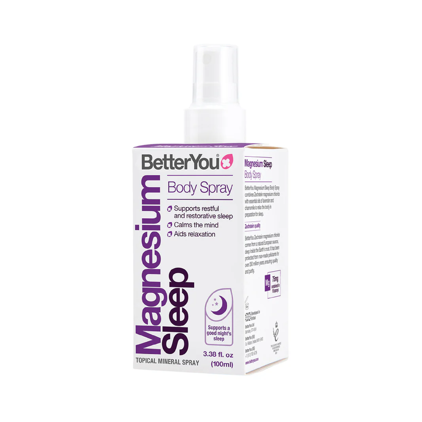 BetterYou Magnesium Sleep Body Spray 100ml with pure magnesium chloride and lavender oil for calming transdermal sleep support