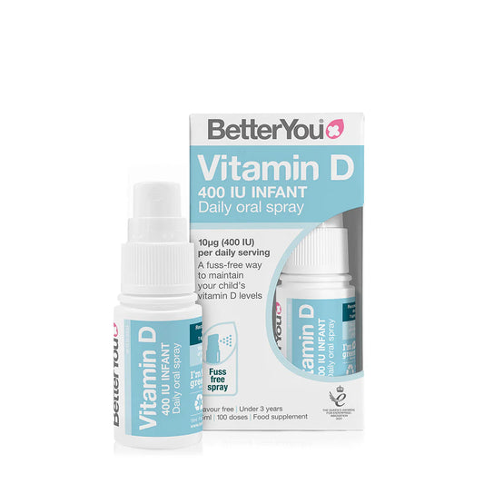BetterYou Infant Vitamin D3 400IU oral spray 15ml for babies from birth supporting immune system bone growth and healthy teeth development
