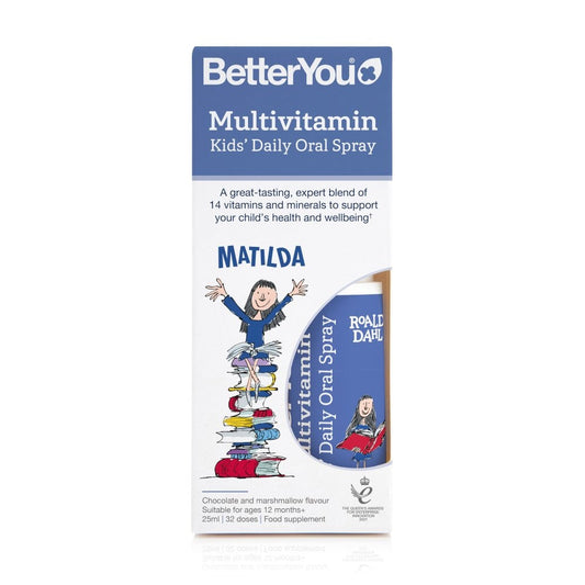 BetterYou Kids Multivitamin Oral Spray 25ml chocolate marshmallow flavour daily supplement for children 1+ supporting growth immunity and daily nutrition support