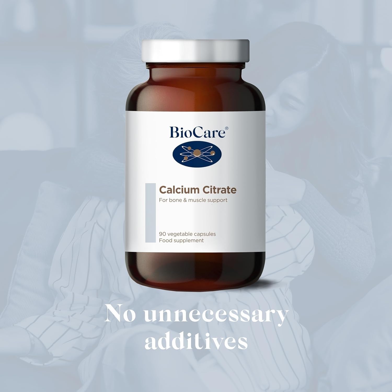 BioCare Calcium Citrate 90 Capsules supporting strong bones, healthy teeth and muscle function for active adults and long-term skeletal health maintenance