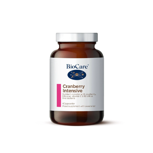 BioCare Cranberry Intensive 60g high potency cranberry powder with vitamin C and probiotics supporting urinary tract health, immune defence and daily wellbeing support