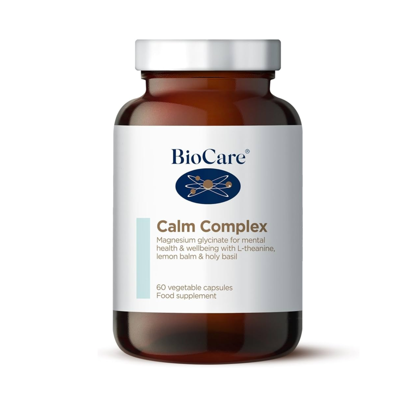 BioCare Calm Complex 60 Capsules natural relaxation supplement supporting sleep quality, stress reduction and nervous system balance with magnesium, L-theanine, lemon balm and holy basil