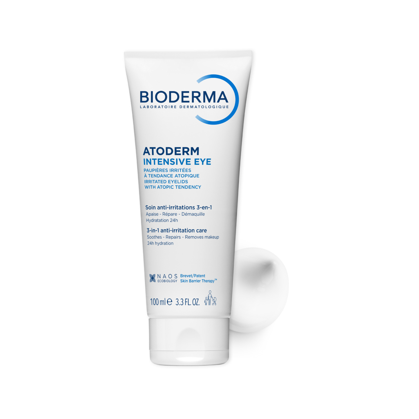 Bioderma Atoderm Intensive Eye with ceramides and hyaluronic acid helps restore skin barrier and hydrate delicate eye area for lasting comfort