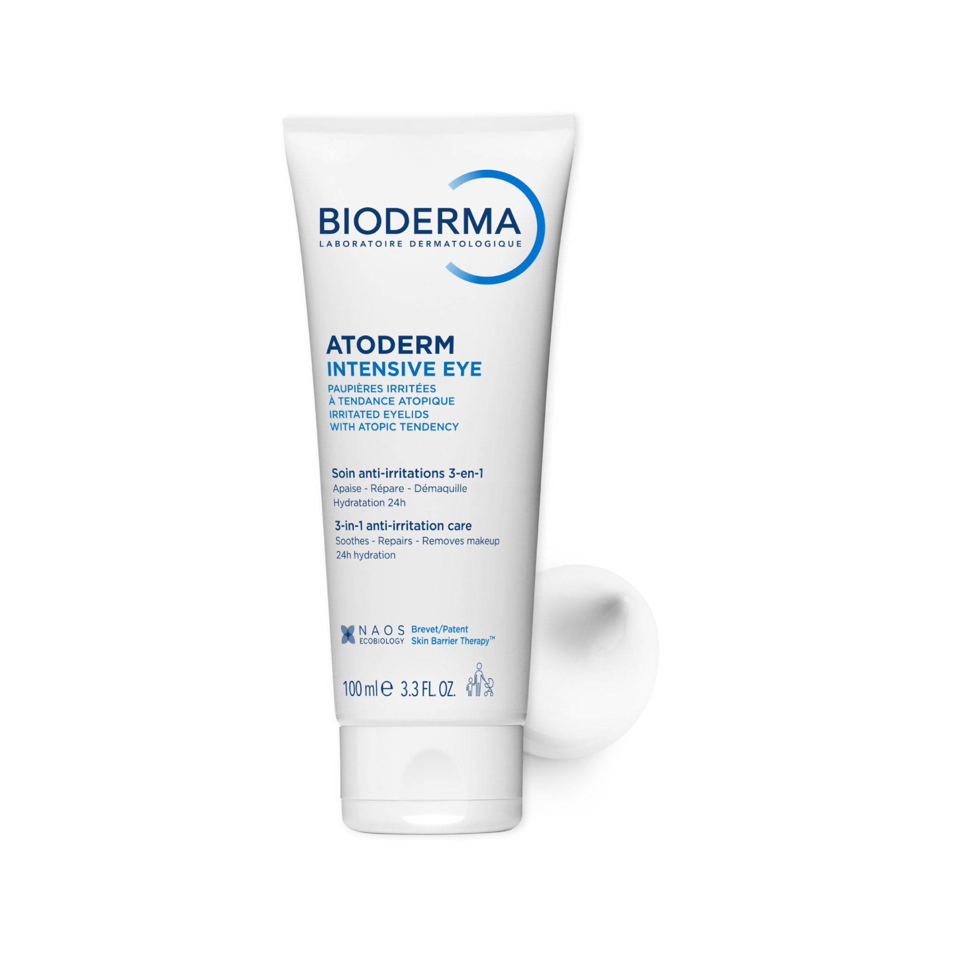 Bioderma Atoderm Intensive Eye with ceramides and hyaluronic acid helps restore skin barrier and hydrate delicate eye area for lasting comfort