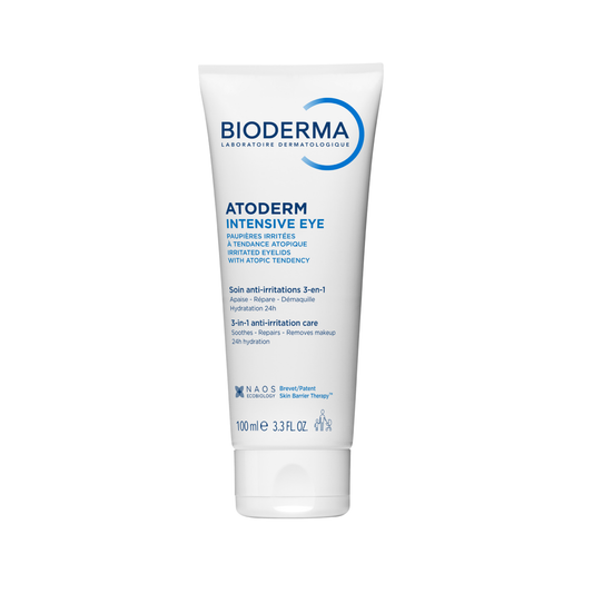 Bioderma Atoderm Intensive Eye 100ml tube for irritated eyelids, soothing eye care that reduces dryness, itching and redness while repairing the skin barrier