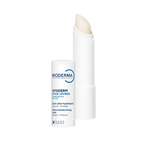 Bioderma Atoderm Lips Ultra-Moisturising Stick 4g with shea butter and beeswax for dry and chapped lips suitable from 36 months