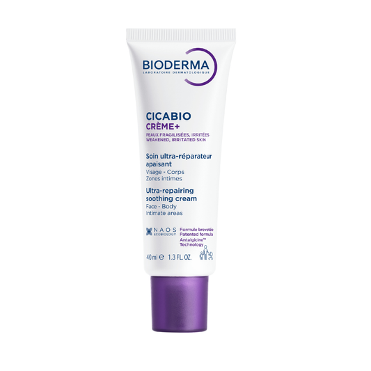 Bioderma Cicabio Cream plus 40ml tube for damaged skin, repairing cream that supports healing and helps reduce scarring on face and body