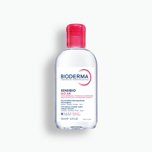 Bioderma Sensibio H2O micellar water 250ml for sensitive skin, gentle cleanser that removes makeup and impurities while soothing irritation