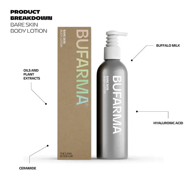 Bufarma Bare Skin Body Lotion for sensitive skin dermatologically tested daily moisturiser leaving skin smooth soft and hydrated