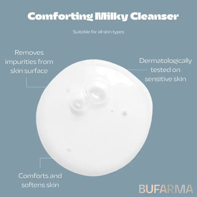 Bufarma Comforting Milky Cleanser with Hazelnut Oil and Rosa Centifolia Flower Water cleansing without stripping the skin barrier