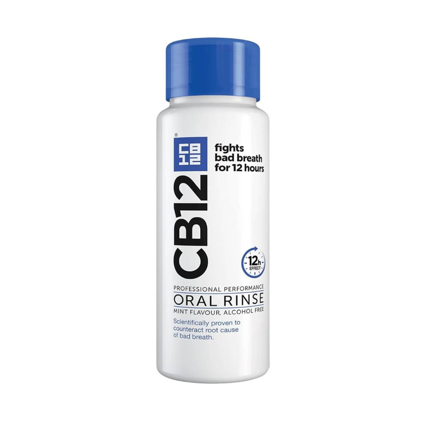 CB12 Mint Menthol mouthwash 250ml designed to neutralise bad breath gases and provide up to 12 hours of fresh breath for daily oral hygiene