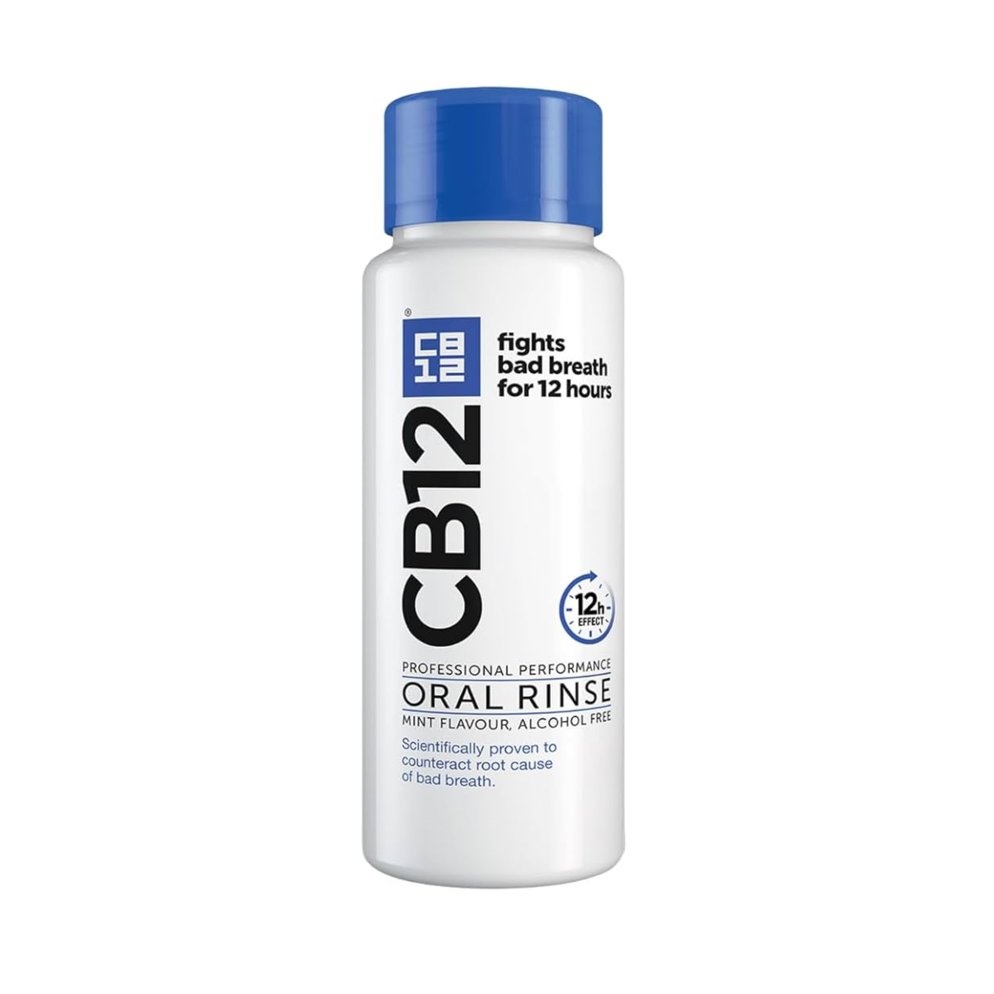 CB12 Mint Menthol mouthwash 250ml designed to neutralise bad breath gases and provide up to 12 hours of fresh breath for daily oral hygiene