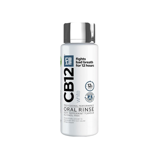 CB12 Whitening Mouthwash 250ml with Zinc Acetate and Sodium Fluoride for long-lasting breath neutralisation and whiter-looking teeth
