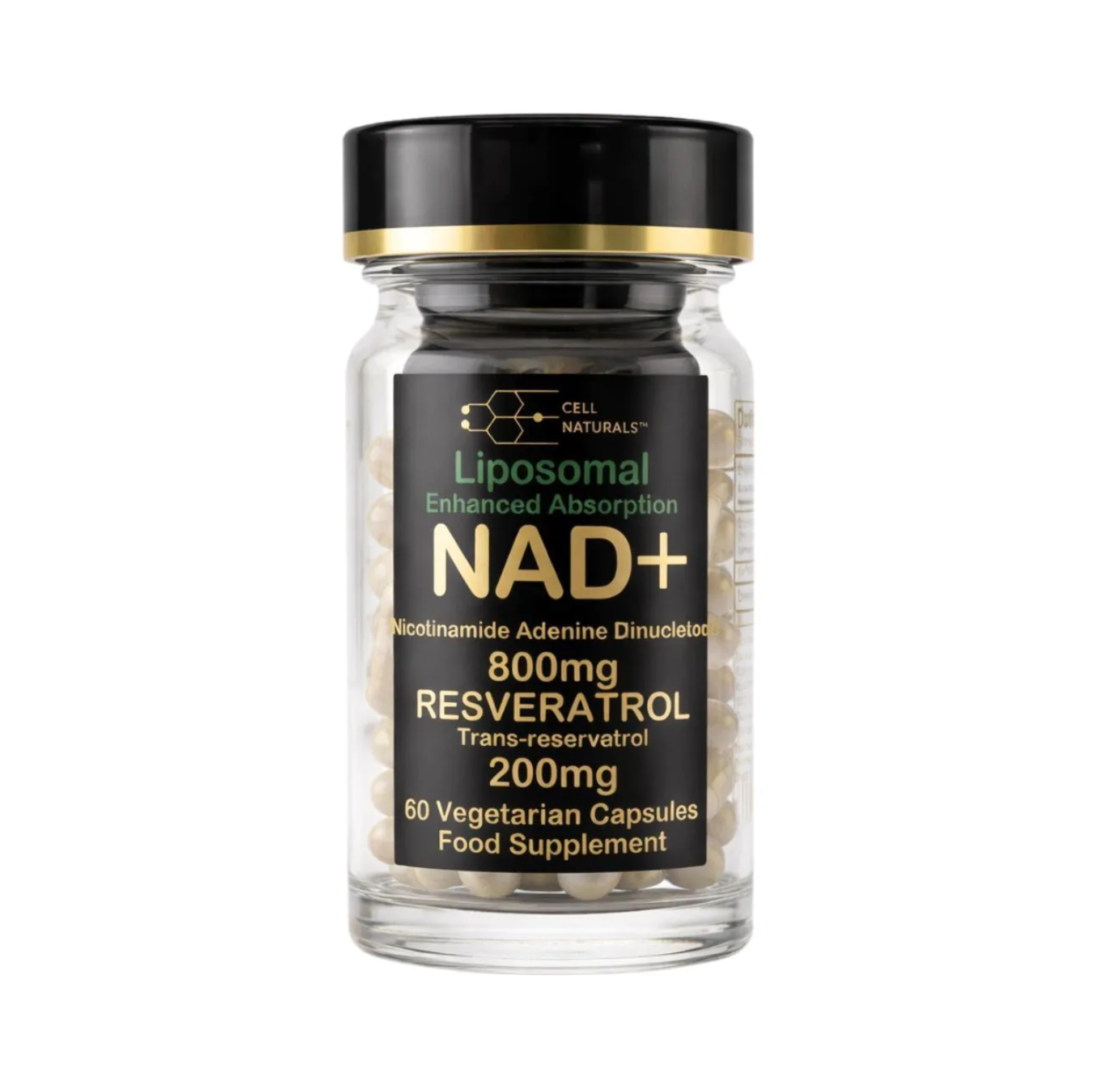 Cell Naturals Liposomal NAD+ and Resveratrol 60 capsules for cellular energy and healthy ageing support