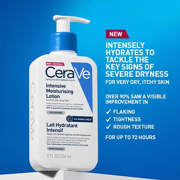 CeraVe Intensive Moisturising Lotion with shea butter helps soften dry skin and supports daily care for a smoother, more comfortable feel.