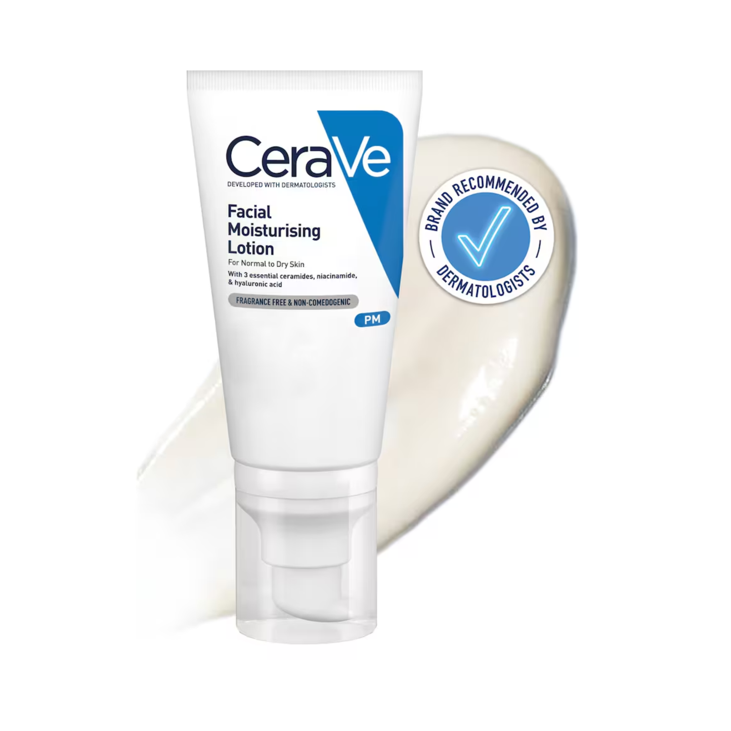 CeraVe PM Facial Moisturising Lotion with ceramide NP AP and EOP sodium hyaluronate and phytosphingosine to restore the skin barrier