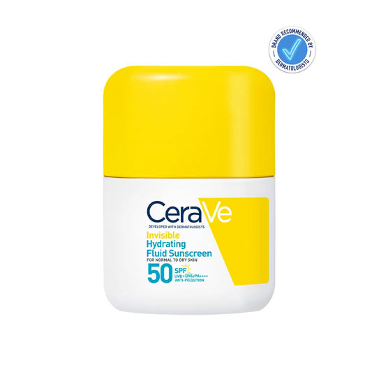 CeraVe Invisible Hydrating Fluid Sunscreen SPF50 50ml with ceramides and MVE technology for all-day hydration on normal to dry skin