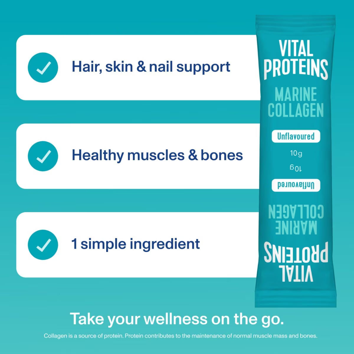 Vital Proteins Marine Collagen Sachets contain fish collagen peptides that dissolve in hot or cold liquids for easy daily use.